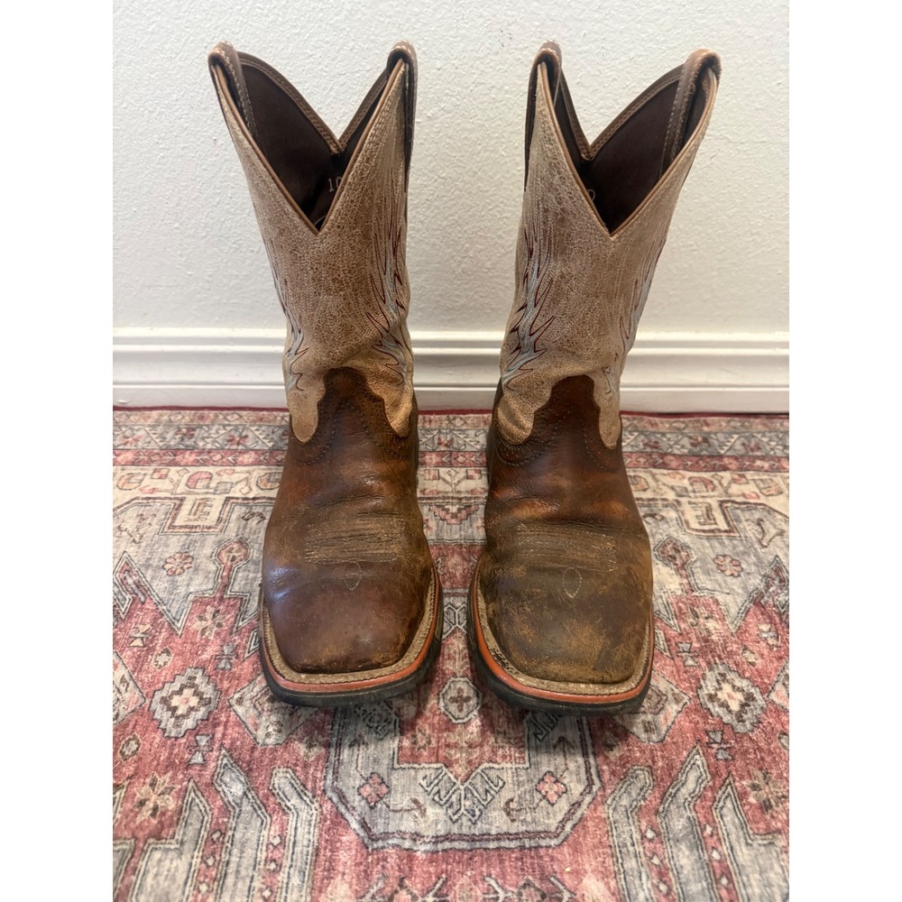 Ariat Men Groundbreaker Western Work Boots Brown Leather Square Toe 10D 10018556
